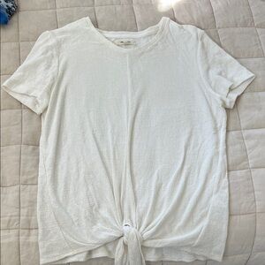 Madewell Cream Tie-Front Short Sleeve Tee